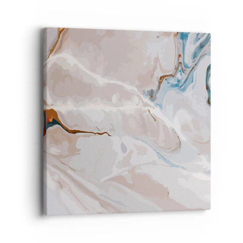 Tablou pe pânză - Meandre albastre sub alb - 40x40 cm