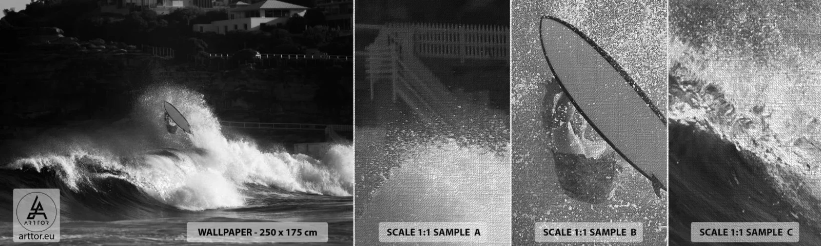 Mostră tapet Premium Canvas - Provocare acceptată! - Surfing, Val, Sporturi acvatice - 100x30 cm