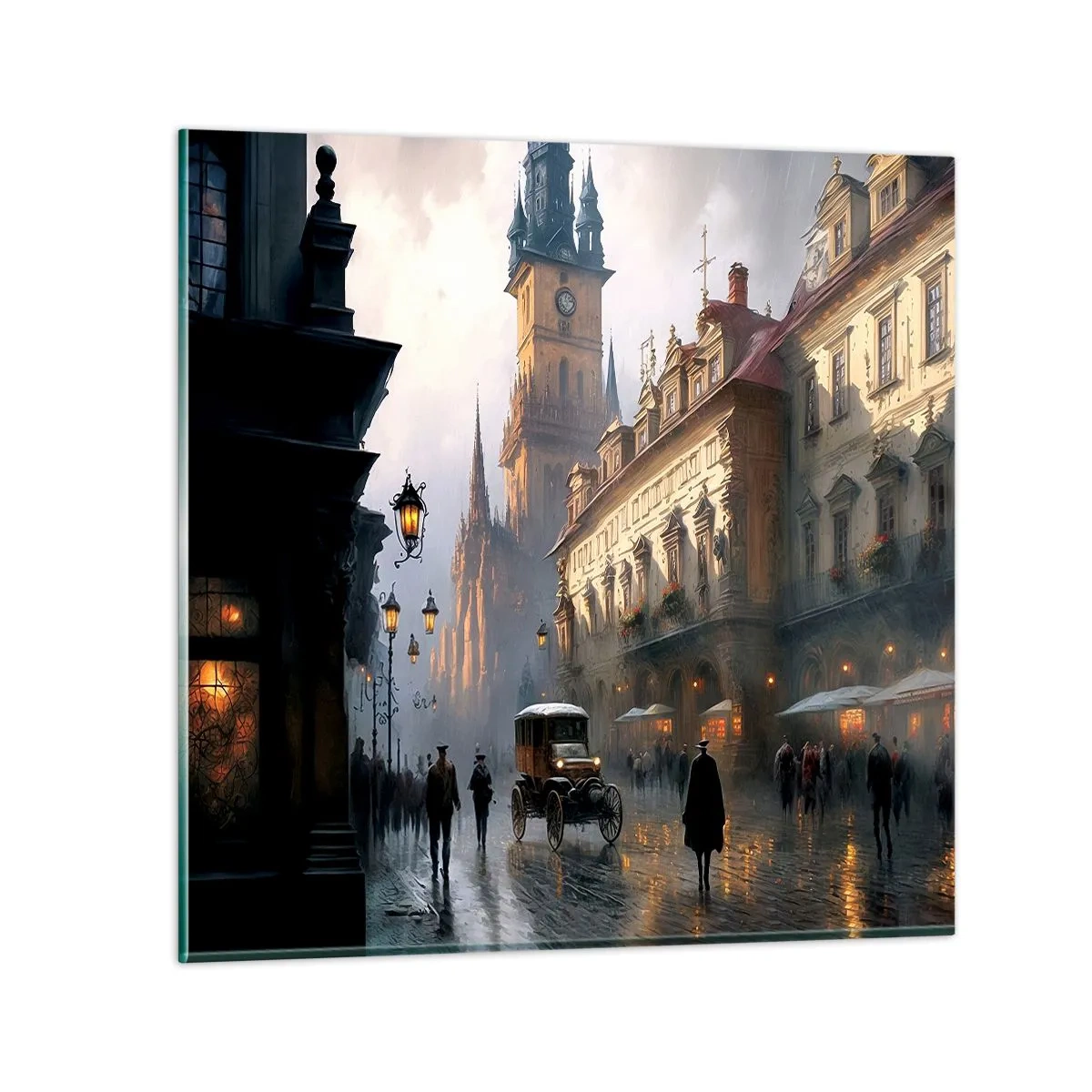 Tablou pe sticlă - Magia unei seri la Praga - 50x50 cm