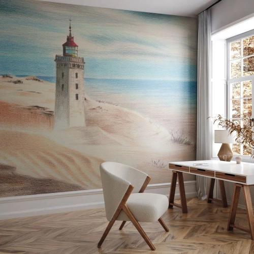 Tapet Standard Eco - Privind mereu marea - Far, plajă, Mare - 150x105 cm