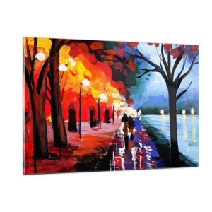 Tablou pe sticlă - Toamnă înflăcărată în parc - 120x80 cm