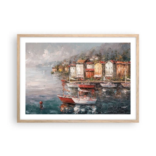 Poster în ramă de stejar deschis - Portul romantic - 70x50 cm