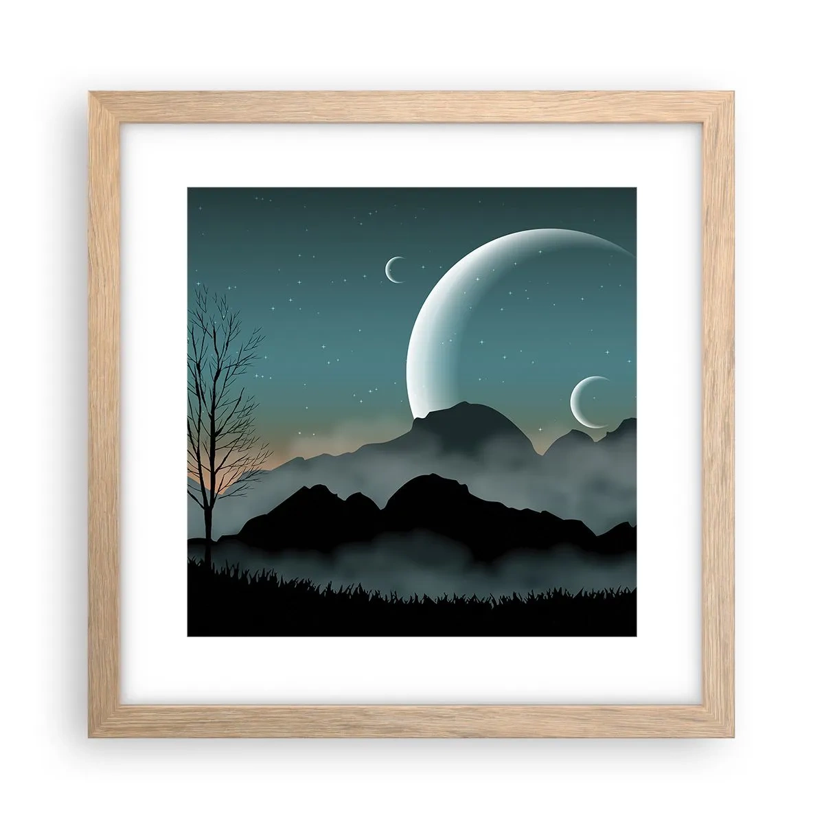 Poster în ramă de stejar deschis - Carnavalul unei nopți înstelate - 30x30 cm