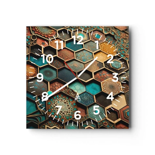 Ceas de perete - Ceas pe sticlă - Ornamente arabe - o variație - 40x40 cm