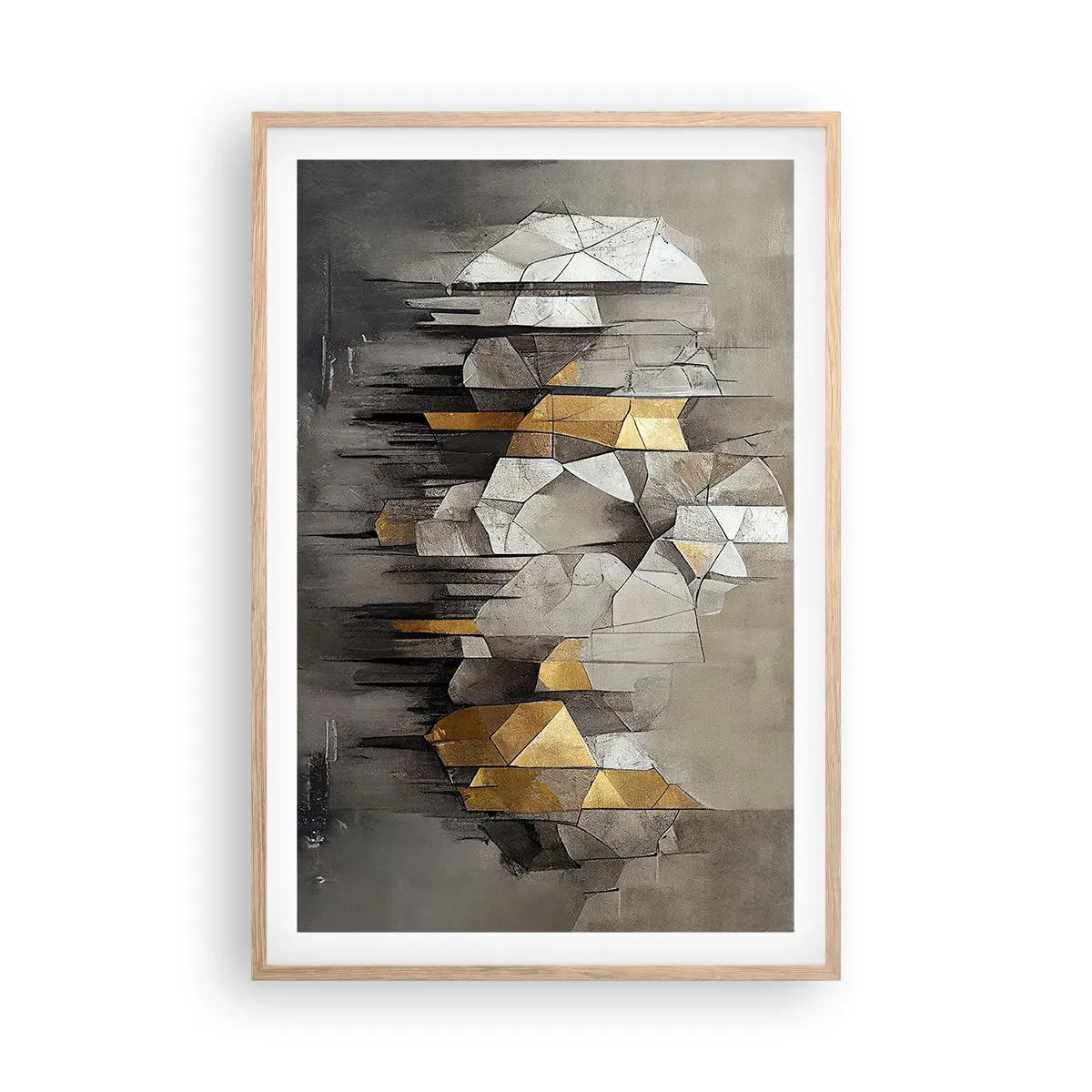 Poster în ramă de stejar deschis - Compoziție de gheață și lumină - 61x91 cm