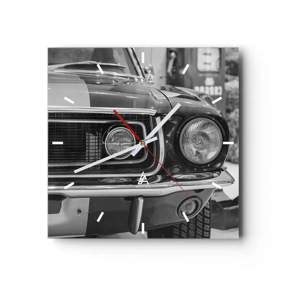 Ceas de perete - Ceas pe sticlă - Condus dur - 30x30 cm