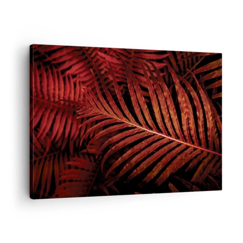 Tablou pe pânză Canvas - Prim-plan cu frunze tropicale roșii - 70x50cm - Ardoarea vieții - Decorațiune modernă pentru perete pentru living și dormitor ARTTOR