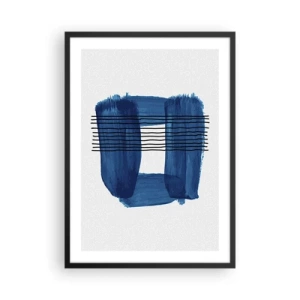 Poster în ramă neagră - Compoziție abstractă în nuanțe de albastru - 50x70cm - Compoziție albastru-negru - Decorațiune modernă pentru perete pentru living și dormitor ARTTOR