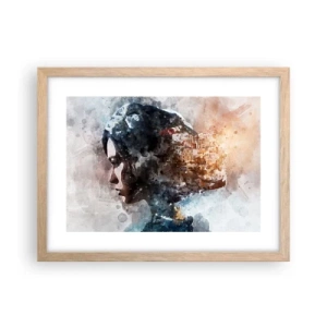 Poster în ramă de stejar deschis - Povestea unei fete cu un oraș în fundal - 40x30 cm