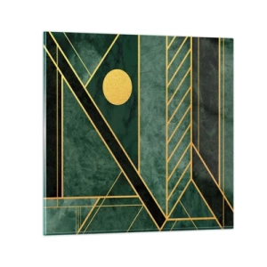 Tablou pe sticlă - Dinamica aurului și a azurului - 30x30 cm