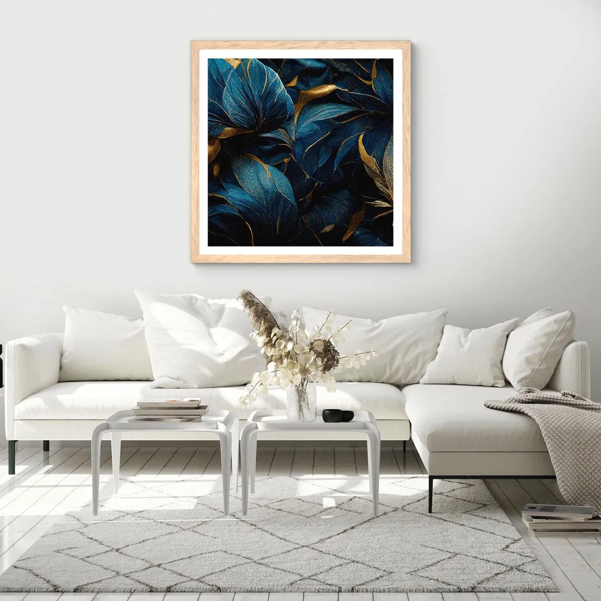 Poster în ramă de stejar deschis - Căptușită cu aur - 30x30 cm