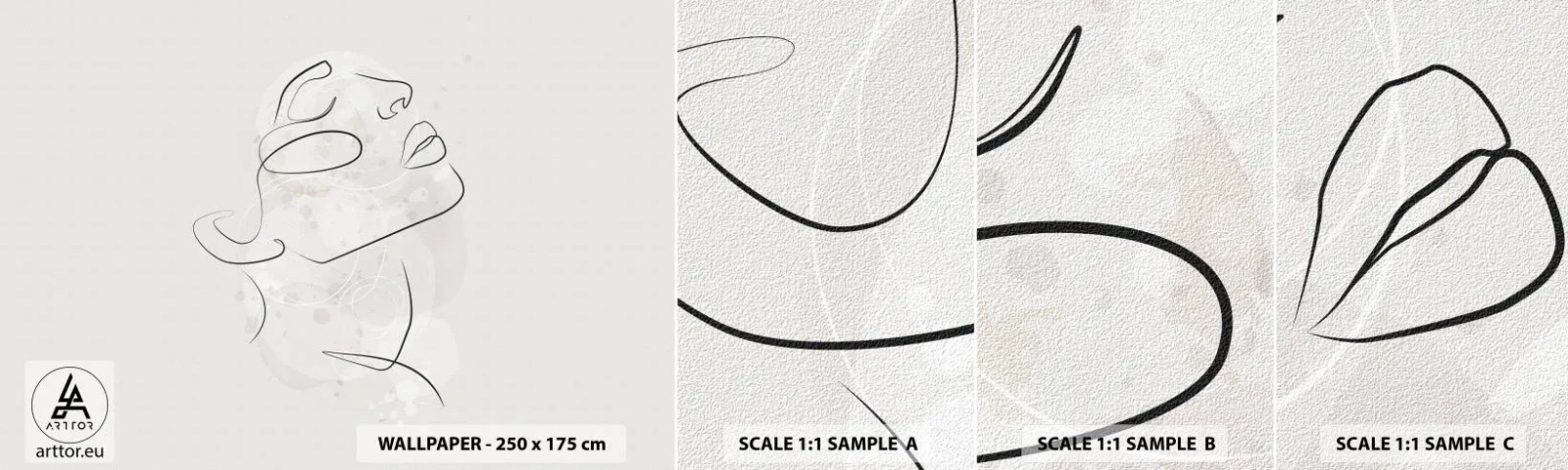 Mostră tapet autocolant Deluxe Sticker - Schiță de vis - Chipul de femeie, Femeie, Grafică - 100x30 cm