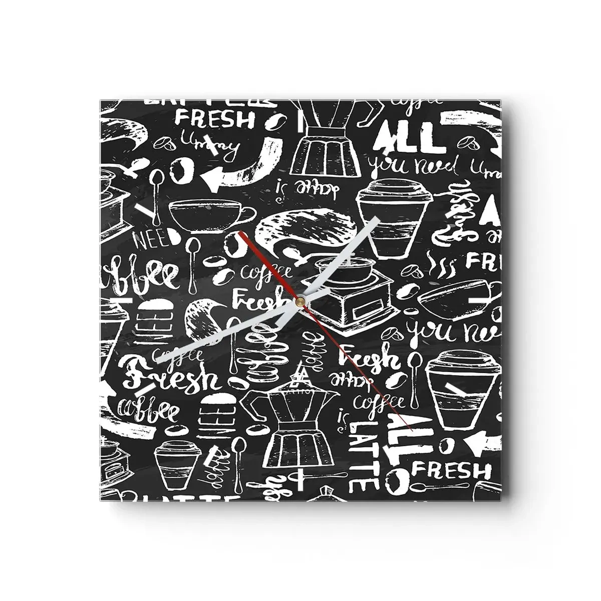 Ceas de perete - Ceas pe sticlă - All you need is… - 30x30 cm