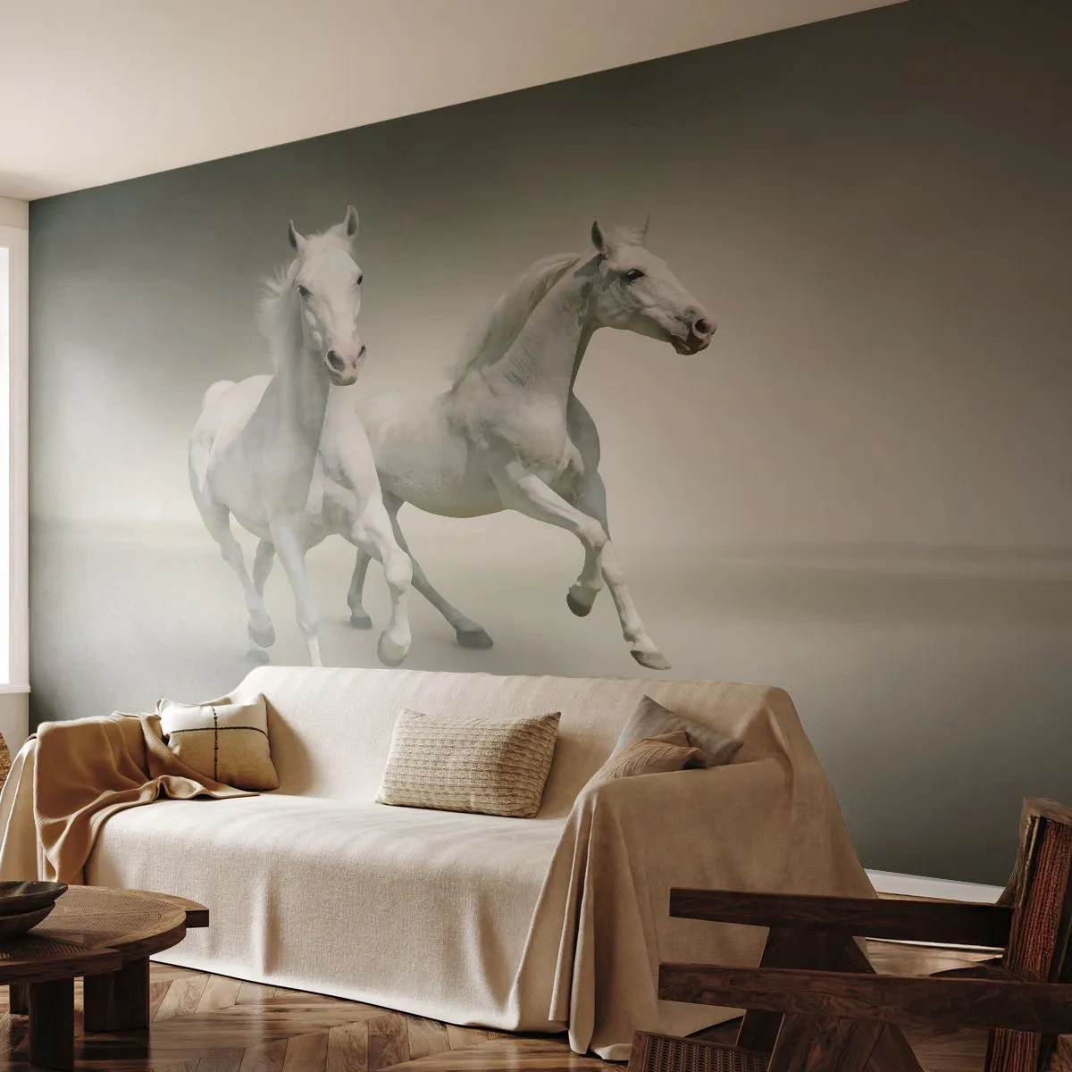 Tapet Standard Eco - White power! - Animale, Cai, Natură - 200x140 cm