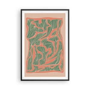 Poster în ramă neagră - Lupta dintre coral și verde - 61x91 cm