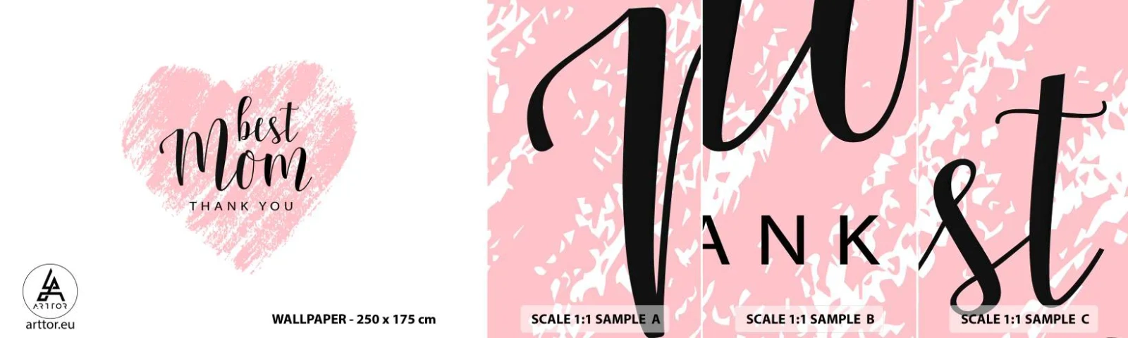 Mostră de Tapet Standard Eco - Întotdeauna la momentul potrivit - inima, Dragoste, Ziua Mamei - 100x30 cm