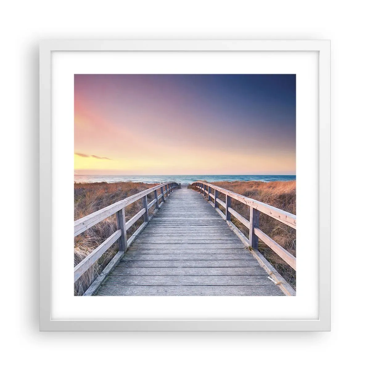 Poster în ramă albă - Aurora baltică de seară - 40x40 cm