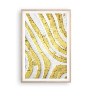 Poster în ramă de stejar deschis - Compoziția în alb și auriu - 61x91 cm