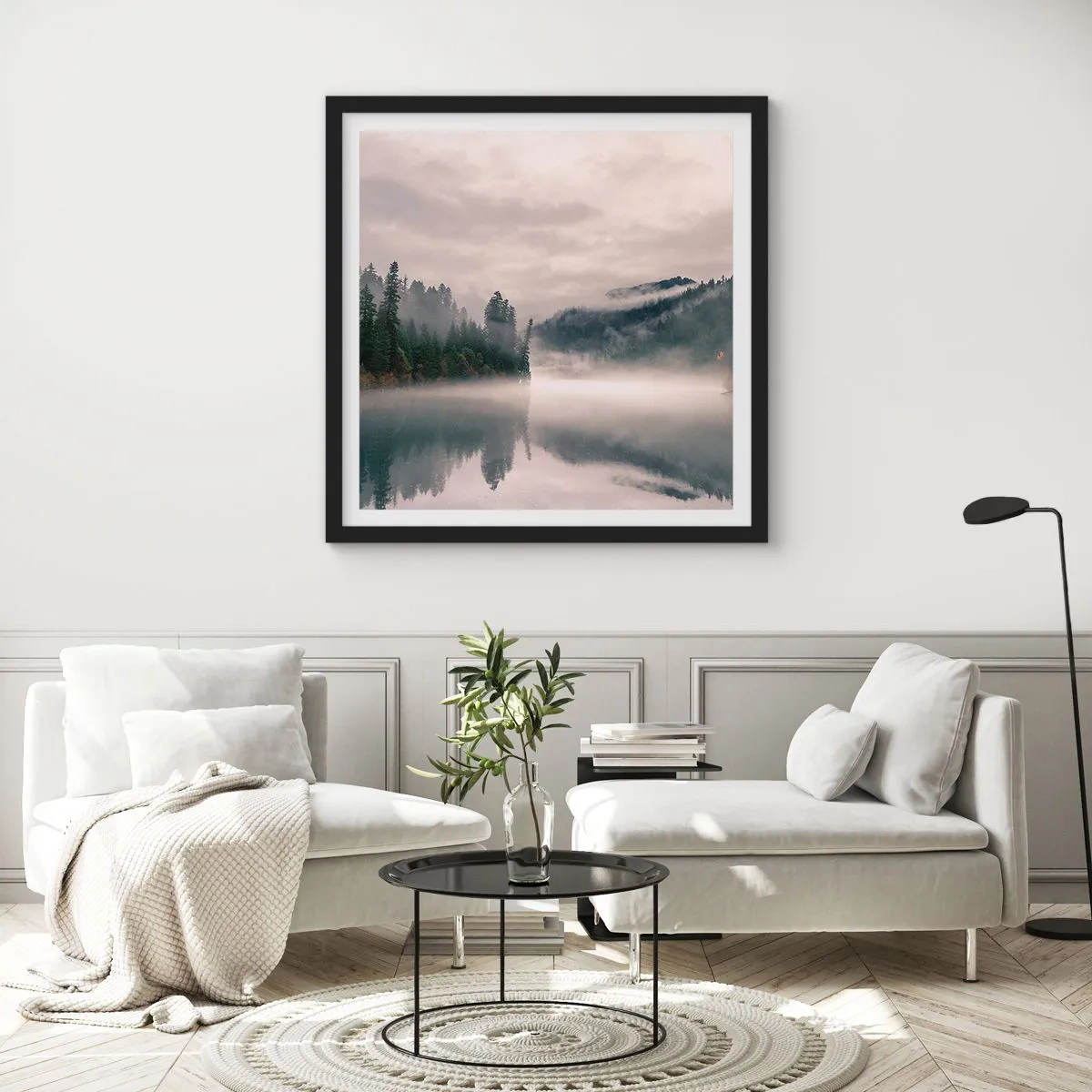 Poster în ramă neagră - În reverie, în ceață - 30x30 cm