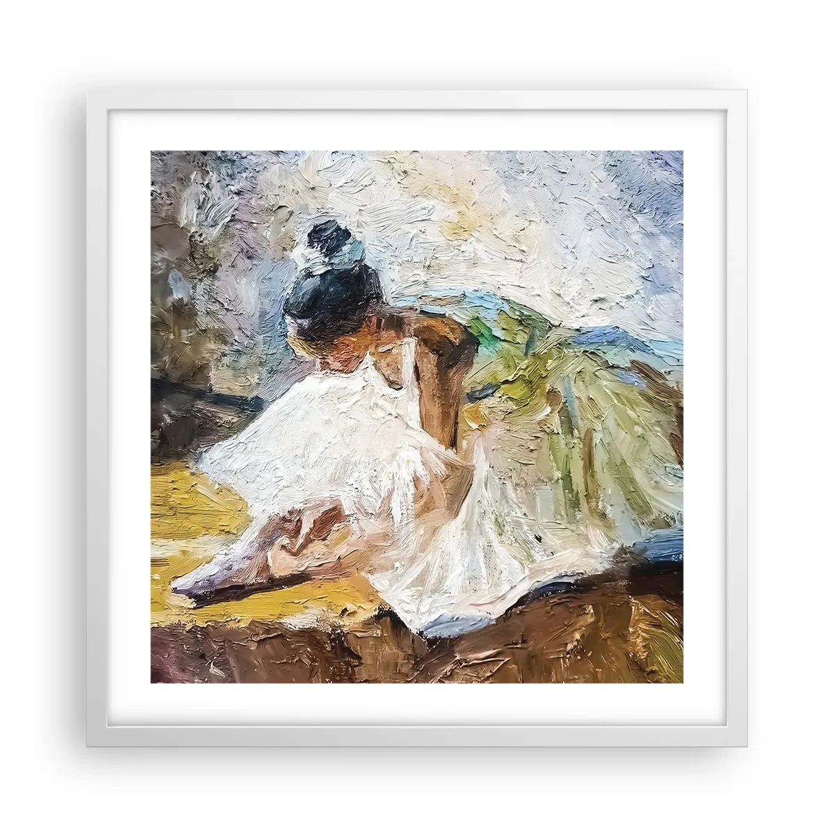 Poster în ramă albă - Dintr-un tablou de Degas - 50x50 cm