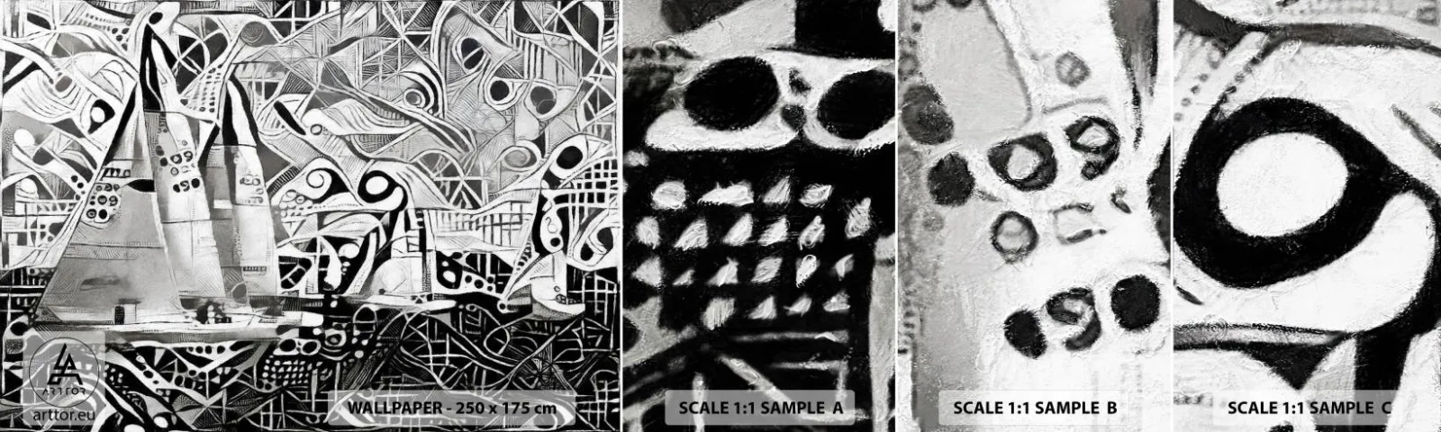 Mostră tapet autocolant Deluxe Sticker - Între valuri - navigație, Cubism, Bucată - 100x30 cm