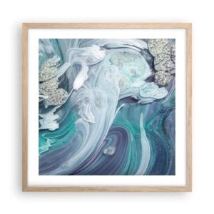 Poster în ramă de stejar deschis - Râuri de albastru - 50x50 cm