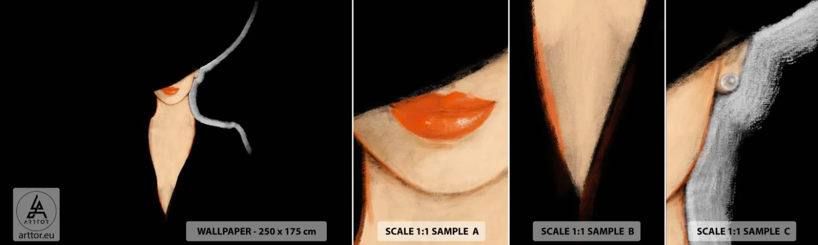 Mostră tapet autocolant Deluxe Sticker - Eleganță și stil - Femeie În pălărie, Modă, Bucată - 100x30 cm