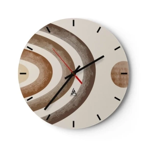 Ceas de perete - Ceas pe sticlă - Modele abstracte în nuanțe de maro și bej pe un fundal crem - 30x30cm - Într-o galaxie îndepărtată - Decorațiune modernă pentru perete pentru living, bucătărie și dormitor ARTTOR