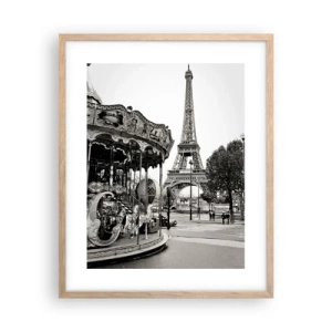 Poster în ramă de stejar deschis - Distracții retro pariziene - 40x50 cm