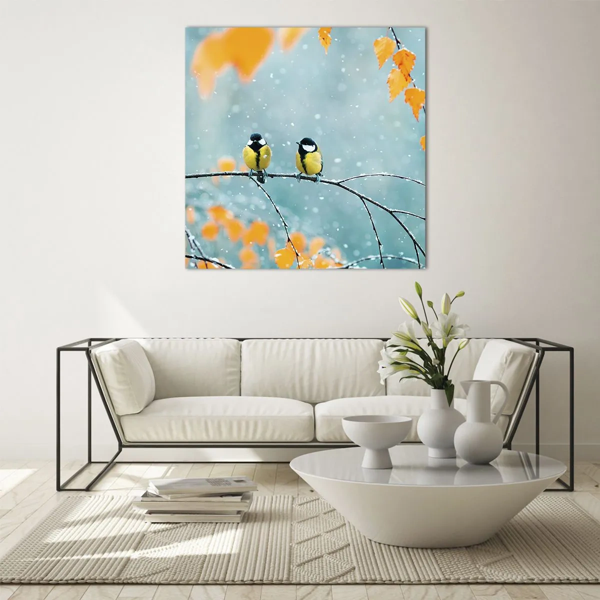 Tablou pe sticlă - Bârfele păsărilor - 70x70 cm