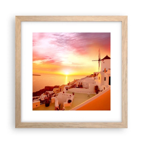 Poster în ramă de stejar deschis - Dizolvându-se în alb și auriu - 30x30 cm