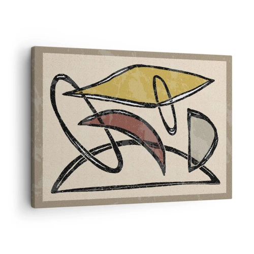 Tablou pe pânză Canvas - Abstracție cu forme geometrice și culori discrete - 70x50cm - Vertical și orizontal - Decorațiune modernă pentru perete pentru living și dormitor ARTTOR