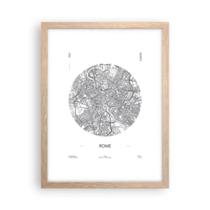 Poster în ramă de stejar deschis - Anatomia Romei - 30x40 cm