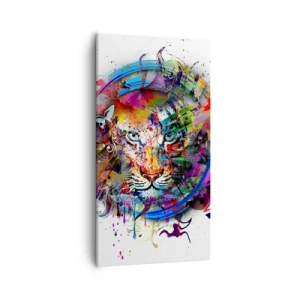 Tablou pe pânză - Ascunzându-se în spatele voalului curcubeu - 55x100 cm