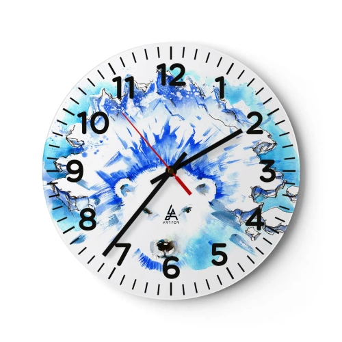 Ceas de perete - Ceas pe sticlă - Regele Arcticii într-o coroană de gheață - 40x40 cm