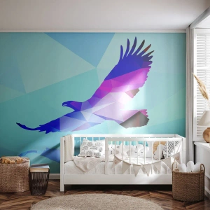 Tapet Standard Eco - Vultur în cristal liliachiu - Pasăre, Vultur, Figura geometrică - 300x210 cm