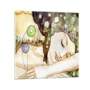 Tablou pe sticlă - Visul violet smarald - 70x70 cm
