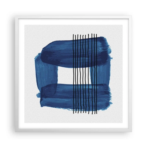 Poster în ramă albă - Compoziție albastru-negru - 60x60 cm