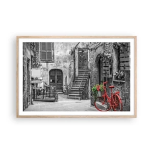 Poster în ramă de stejar deschis - Alee din Toscana - 91x61 cm