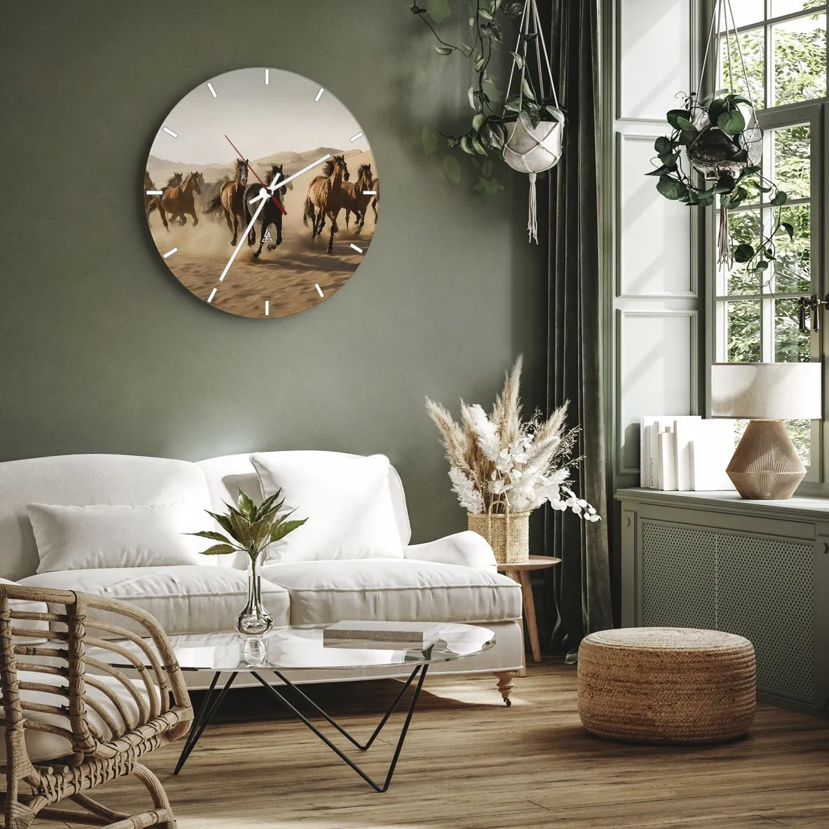 Ceas de perete - Ceas pe sticlă - Liberi ca vântul - 40x40 cm