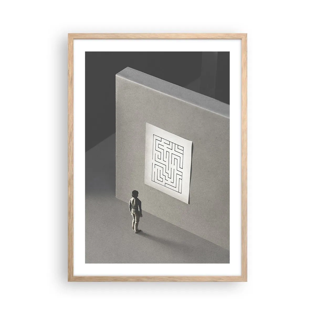 Poster în ramă de stejar deschis - Dar unde sunt? - 50x70 cm