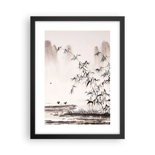 Poster în ramă neagră - Liniștea câmpurilor de orez - 30x40 cm