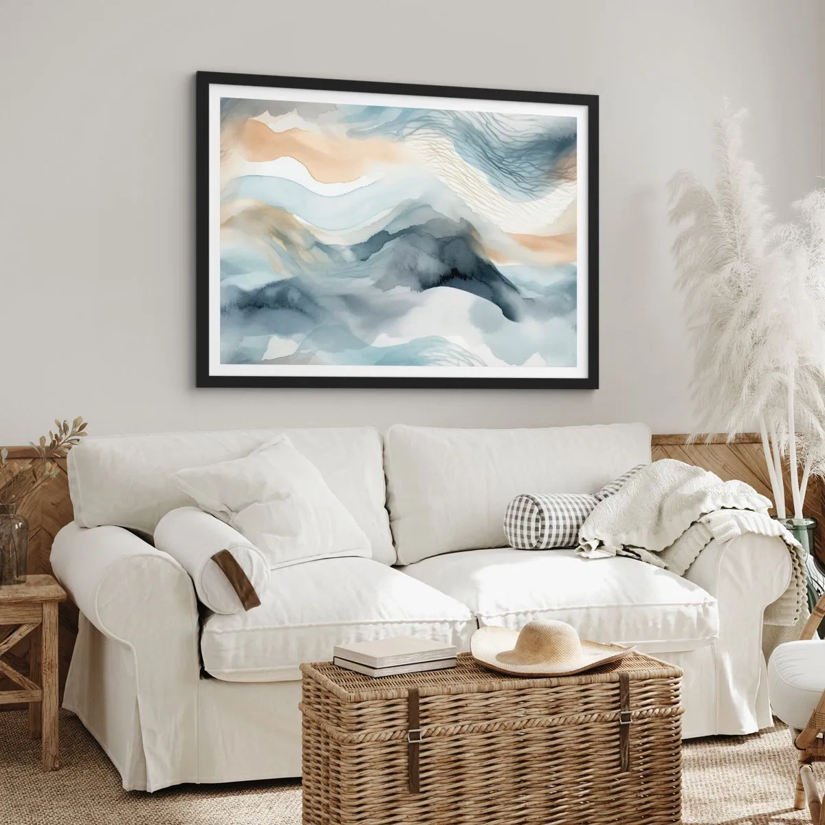 Poster în ramă neagră - Abstracție de zăpadă și ceață - 40x30 cm