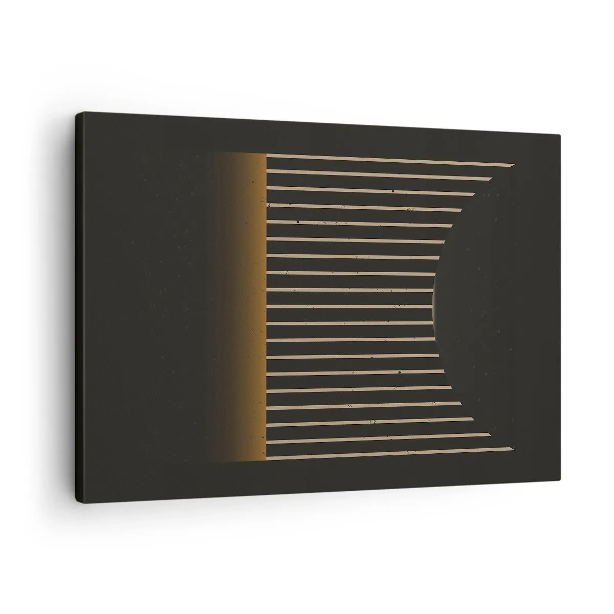 Tablou pe pânză Canvas - Model geometric cu dungi pe un fundal închis - 70x50cm - Explorați întunericul - Decorațiune modernă pentru perete pentru living și dormitor ARTTOR