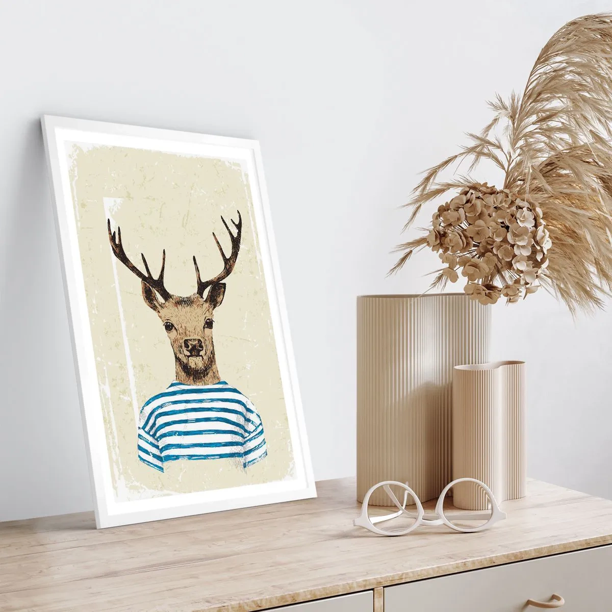 Poster în ramă albă - Pentru că îmi plac cămășile cu dungi! - 40x50 cm