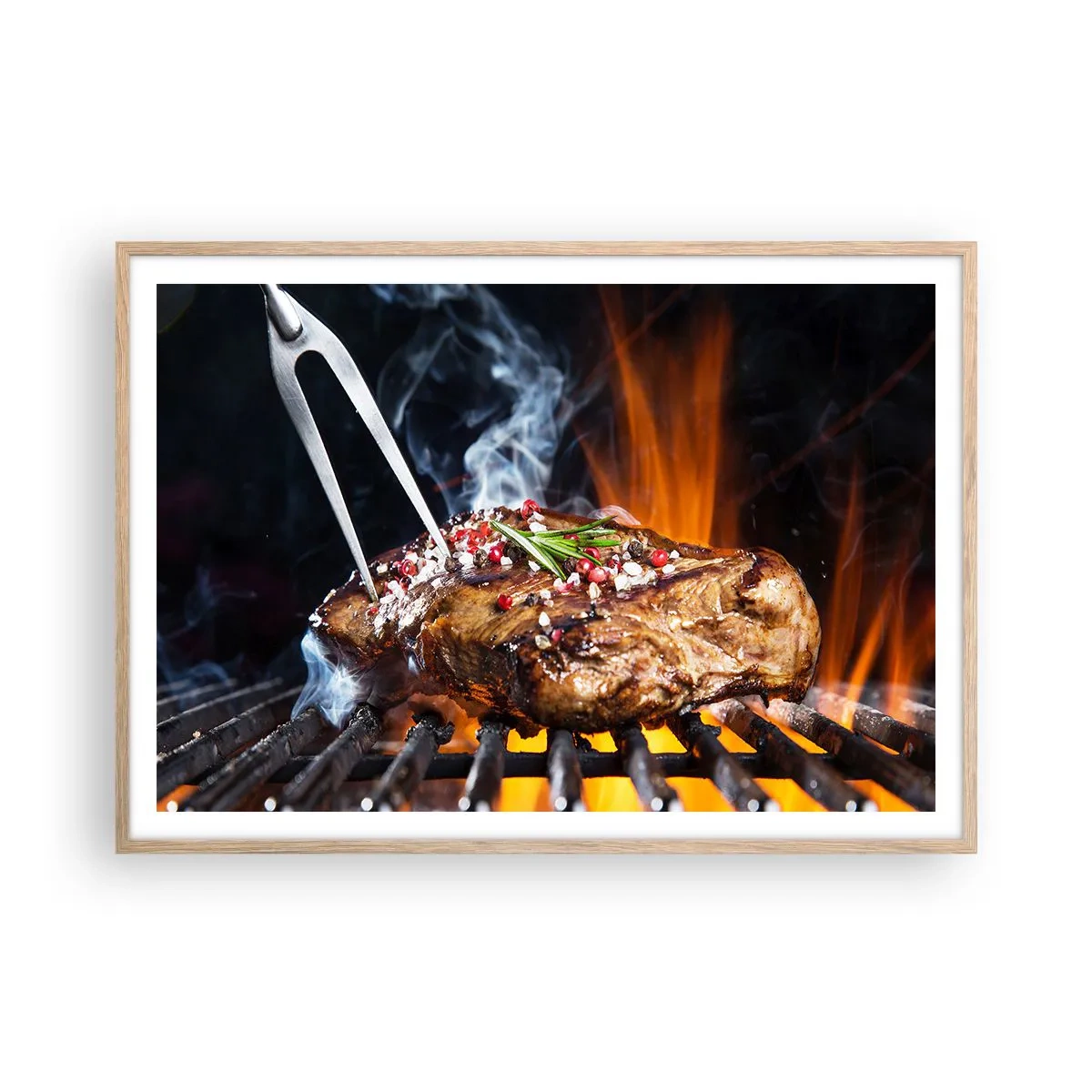 Poster în ramă de stejar deschis - Suculente și parfumate - 100x70 cm