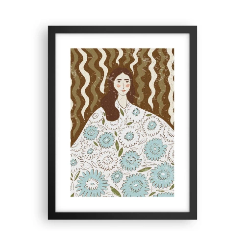Poster în ramă neagră - Portret în rochie înflorată - 30x40 cm