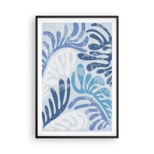 Poster în ramă neagră - Ferigi albastre - 61x91 cm