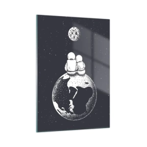 Tablou pe sticlă - Poveste cosmică de dragoste - 50x70 cm