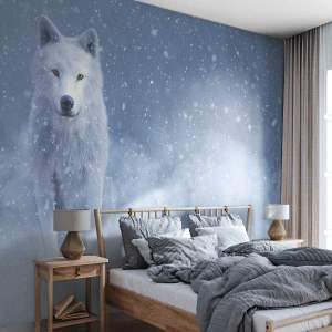 Tapet Autoadeziv Deluxe Sticker - În stil de iarnă - lup Alb, Animale, Iarnă - 350x256 cm